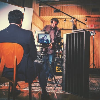 Vital Companies - John T., Director of Photography, and Chris K., Creative Director, filming an interview in our studio. - Video/Film Production Near Me - Columbus, Ohio Vital Companies - John T., Director of Photography, and Chris K., Creative Director, filming an interview in our studio. - Video/Film Production Near Me - Columbus, Ohio