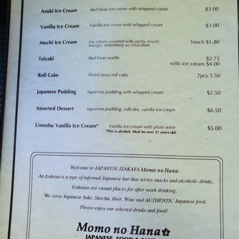 Momo no Hana - Menu - Dessert - Sushi Bars Near Me - Apache Junction, Arizona Momo no Hana - Menu - Dessert - Sushi Bars Near Me - Apache Junction, Arizona