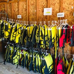 Northwest River Park Campground - Life jackets of all sizes