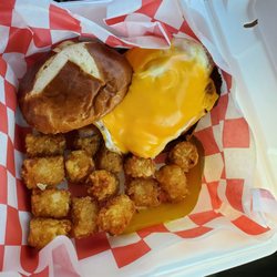 White Lake Cafe - White lake burger with tater tots.