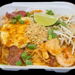 Y & Y Chinese and Thai Food - #20 Pad Thai Noodles with A. Veggie $8 B. Chicken $9 C. Shrimp $10 D. Beef $10 E. Combo $11