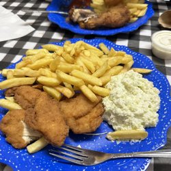 South 200 Drive-In Restaurant - 3 chicken tenders plate with fries and coleslaw 2 piece dark chicken plate