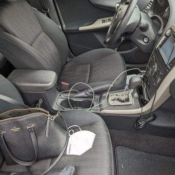Encore Auto Detail - Front seat after shampoo and vacuum (white bits were from my mask) - Auto Detailing Near Me - Springfield, Oregon