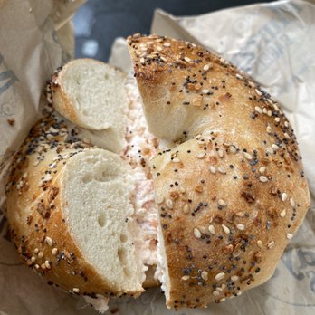 Murray's Bagels - Everything Bagel with nova spread - Bagels Near Me - New York, New York Murray's Bagels - Everything Bagel with nova spread - Bagels Near Me - New York, New York