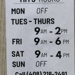 Tim's hours as of September 13, 2024