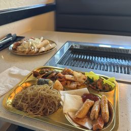 Banchan and table grill.