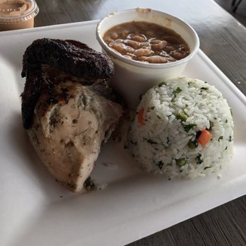 Viva Chicken - 1/4 chicken white, cilantro infused rice and canary beans - Peruvian Near Me - Concord, North Carolina Viva Chicken - 1/4 chicken white, cilantro infused rice and canary beans - Peruvian Near Me - Concord, North Carolina