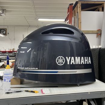 Seaworks Marine Solutions - New cowling paint with decals - Boat Repair Near Me - Kendall, Florida Seaworks Marine Solutions - New cowling paint with decals - Boat Repair Near Me - Kendall, Florida