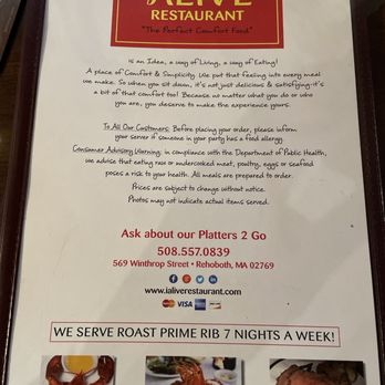 iAlive - The menu - Comfort Food Near Me - Rehoboth, Massachusetts