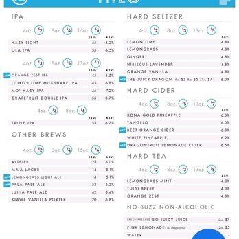 Ola Brew - Hilo - Menu for drinks - Brewpubs Near Me - Hilo, Hawaii
