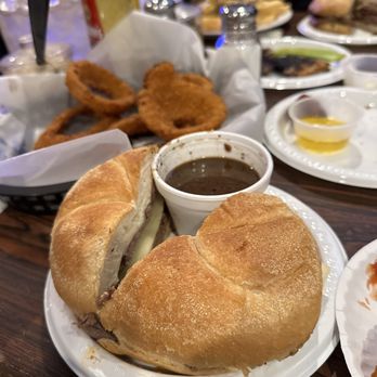 Ye Olde Ale House - Beef sandwich on a Kaiser roll- onion rings (minus a few I already ate lol) and the butter you can see from the fried mushrooms we had! - Bars Near Me - Lafayette Hill, Pennsylvania Ye Olde Ale House - Beef sandwich on a Kaiser roll- onion rings (minus a few I already ate lol) and the butter you can see from the fried mushrooms we had! - Bars Near Me - Lafayette Hill, Pennsylvania