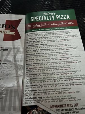 Menu photo 2 DiOrio's Pizza & Pub Louisville, KY