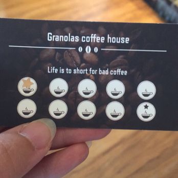 Granola's Coffee House - Stamp card: basically means you HAVE to come back - Coffee & Tea Near Me - Half Moon Bay, California