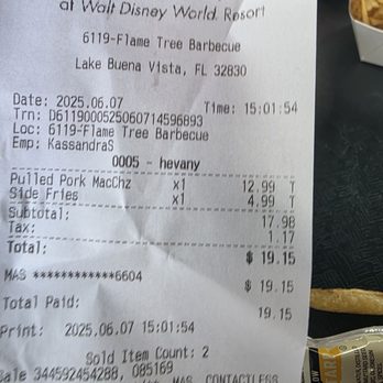 Flame Tree Barbecue - Bill - Barbeque Near Me - Lake Buena Vista, Florida Flame Tree Barbecue - Bill - Barbeque Near Me - Lake Buena Vista, Florida