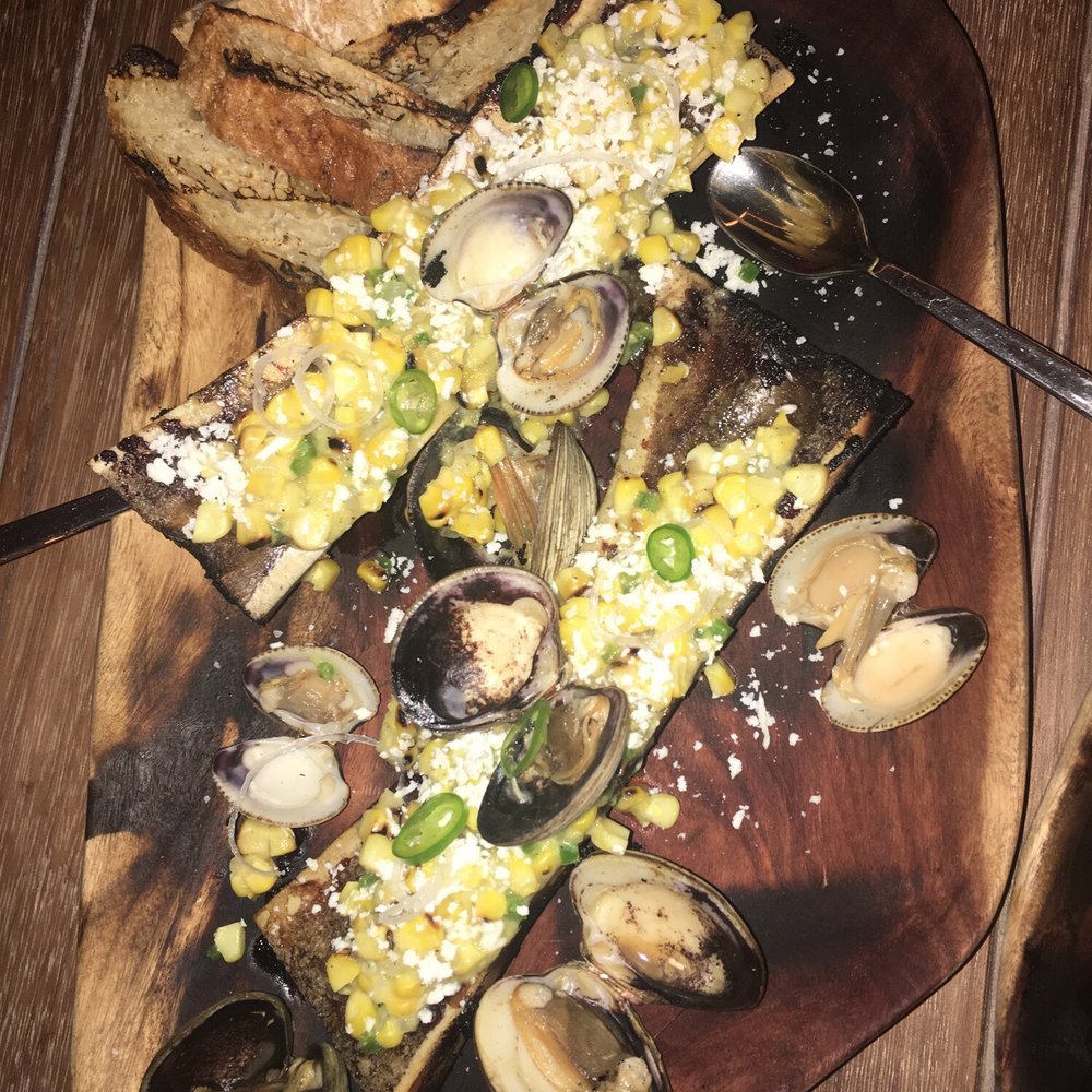 Smoked bone marrow, corn, oysters--delicious!