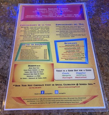 Menu photo 1 Sonrisa Grill Henderson, NV