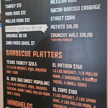 Hurtado Barbecue - menu as of
February 2024 - Barbeque Near Me - Arlington, Texas Hurtado Barbecue - menu as of
February 2024 - Barbeque Near Me - Arlington, Texas