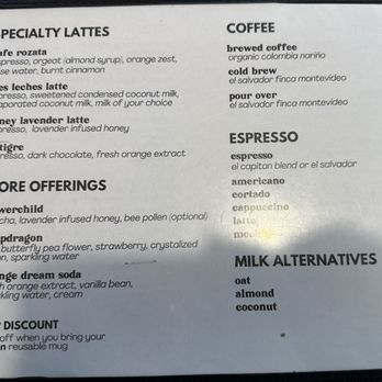 The Coffee Apothecary - Menu as of 4 Sep 2023 - Coffee & Tea Near Me - Taos, New Mexico The Coffee Apothecary - Menu as of 4 Sep 2023 - Coffee & Tea Near Me - Taos, New Mexico