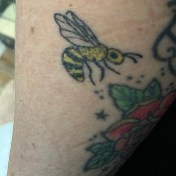 Matrix tattoo - Matt added this cute little bee to my already existing tattoo. Though it's still healing, it's perfect! - Tattoo Near Me - Spring Hill, Florida Matrix tattoo - Matt added this cute little bee to my already existing tattoo. Though it's still healing, it's perfect! - Tattoo Near Me - Spring Hill, Florida