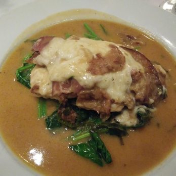 Trattoria Locanda - Chicken Sorrentino - chicken, eggplant, prosciutto with a blanket of mozzarella over a bed of spinach in wine sauce. It was amazing! - Italian Near Me - Fishkill, New York Trattoria Locanda - Chicken Sorrentino - chicken, eggplant, prosciutto with a blanket of mozzarella over a bed of spinach in wine sauce. It was amazing! - Italian Near Me - Fishkill, New York