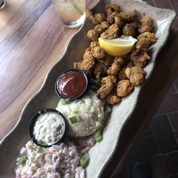 Mudbugs Cajun Kitchen - Oysters with mashed potatoes and coleslaw. - Cajun/Creole Near Me - Sanibel, Florida