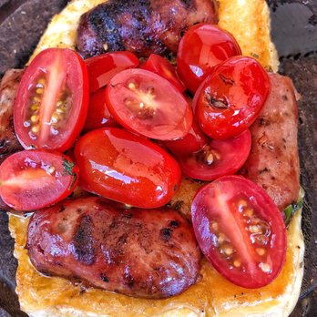 Fiorito - Provoleta con chorizo . semi hard provolone cheese / sausage / tomate / basil. AMAZING - Argentine Near Me - Miami, Florida Fiorito - Provoleta con chorizo . semi hard provolone cheese / sausage / tomate / basil. AMAZING - Argentine Near Me - Miami, Florida