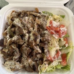 Lamb over rice w side salad