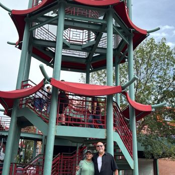 MCCB Chicago 时尚食谱 - Chinatown Square Pavilions: Al and I by the sculptural spiral staircase towers right near the Chinese zodiac statues in the courtyard! - Szechuan Near Me - Chicago, Illinois MCCB Chicago 时尚食谱 - Chinatown Square Pavilions: Al and I by the sculptural spiral staircase towers right near the Chinese zodiac statues in the courtyard! - Szechuan Near Me - Chicago, Illinois