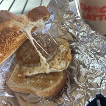 Choco-Latte - Egg and sausage sand on sourdough bread - Coffee & Tea Near Me - Bar Harbor, Maine
