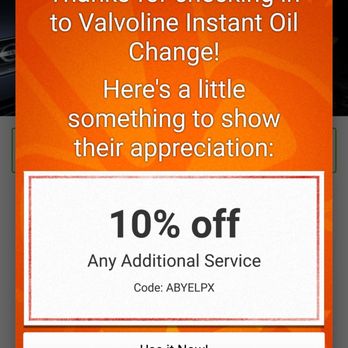 Valvoline Instant Oil Change - Yippee!! A coupon for my check in :) - Oil Change Stations Near Me - Warren, Michigan Valvoline Instant Oil Change - Yippee!! A coupon for my check in :) - Oil Change Stations Near Me - Warren, Michigan