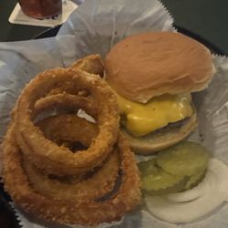 Walsh's Corner Cocktails - Cheeseburger with Onion Rings