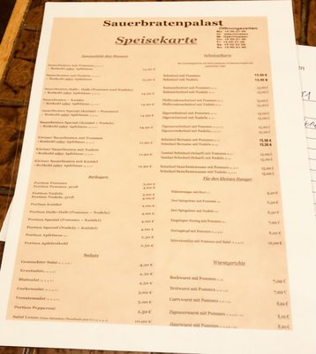 Menu photo 1 Sauerbraten-Palast Aachen, NW Menu photo 1 Sauerbraten-Palast Aachen, NW