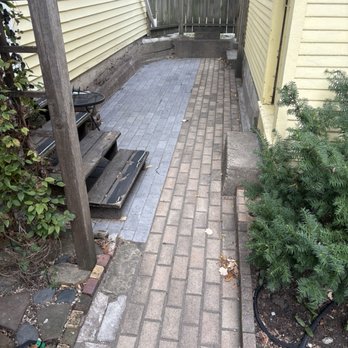 Salvador's Landscaping - Used old and new pavers which now drain perfectly - Landscaping Near Me
