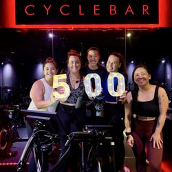 CYCLEBAR - A few of the AMAZING instructors and I celebrating my 500th ride.