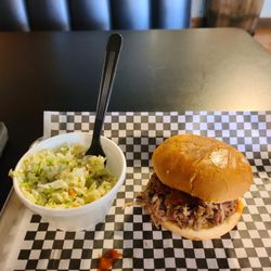 Allen's Barbque & Grill - Chopped beef sandwich with coleslaw.
