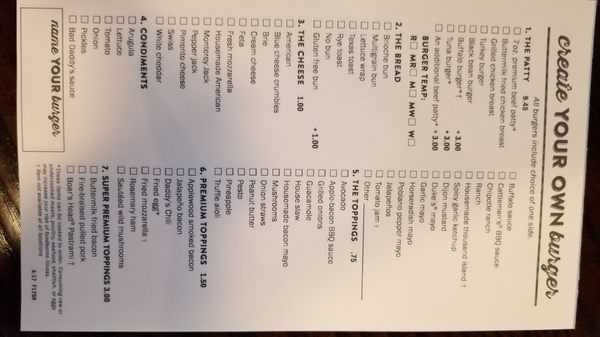 Menu photo 5 Bad Daddy's Burger Bar Johnstown, CO