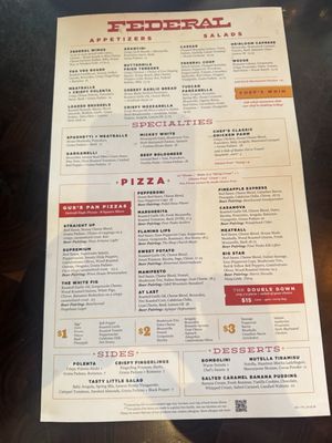 Menu photo 1 Federal Pizza Phoenix, AZ
