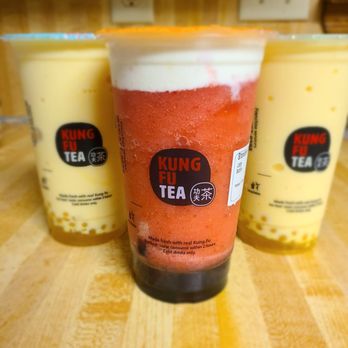Kung Fu Tea - Specialty drink: Fresh strawberry slush with milk cap - Bubble Tea Near Me - Duluth, Georgia