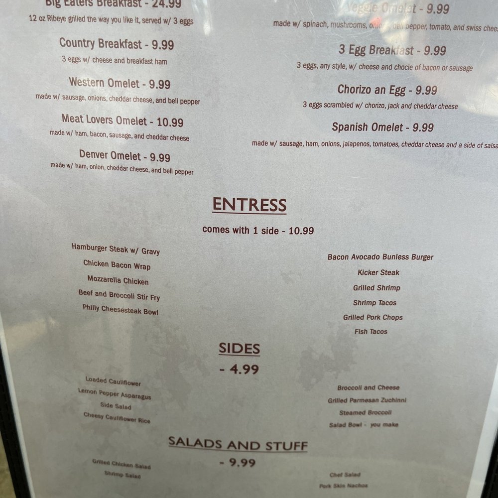 Main Street Cafe - Back of menu - Breakfast & Brunch Near Me - Carthage, Texas