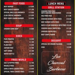 barbecue grill station - Menu