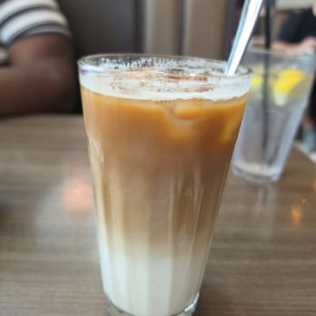 Whiskey Down Diner - Vanilla iced latte (before I stirred it- had to add more syrup to make it sweeter.) - Bars Near Me - Farmingdale, New York