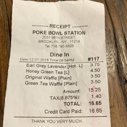 Is Tea not considered a "drink"?