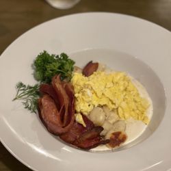 August Restaurant - Breakfast gnocchi with eggs scrambled