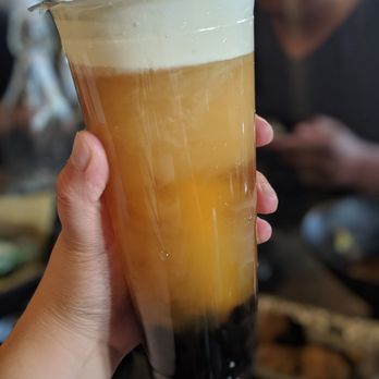 19 GOLD - Green tea with rose sea salt creama with boba - Taiwanese Near Me - Seattle, Washington