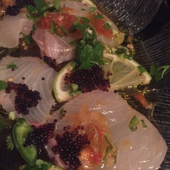 Kaito Sushi - Amberjack carpaccio with caviar and cilantro, so FRESH - Sushi Bars Near Me - Encinitas, California