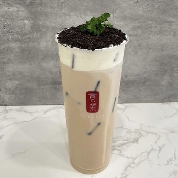 Gong cha - Cookie & Cream Milk Tea (w/ Milk Foam and Crumble Oreo) - Bubble Tea Near Me - Dorchester, Massachusetts Gong cha - Cookie & Cream Milk Tea (w/ Milk Foam and Crumble Oreo) - Bubble Tea Near Me - Dorchester, Massachusetts