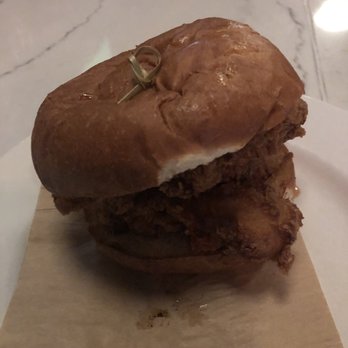 The Fitzroy - Fried Chicken Sandwich with lemon cayenne aioli and pickles - American Near Me - Charlottesville, Virginia