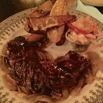 Blue Pig Tavern - Grilled Hanger Steak (with fries tower and pickled cabbage) - $29 - New American Near Me - Cape May, New Jersey