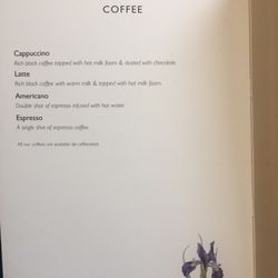 The Flying Childers - Menu - selection of coffee