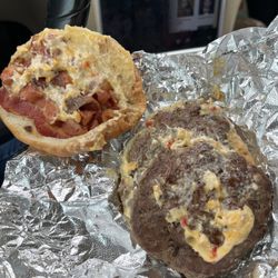 Hwy 55 Burgers Shakes & Fries - Pimento cheese burger. #OldAndDisgusting